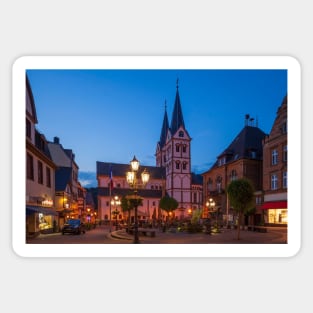 Old town, dusk, Boppard, Middle Rhine, Rhine, evening Sticker